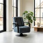 Set van 2 Leren draaifauteuils Galaxy - Kenia Denim (blauw), Huis en Inrichting, Fauteuils, Nieuw, Ophalen of Verzenden, 50 tot 75 cm