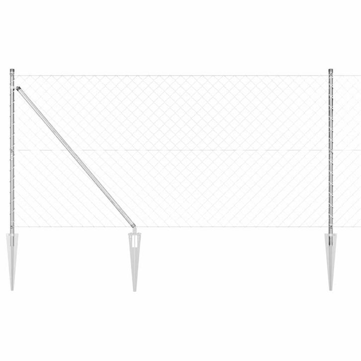 vidaXL Ketenlink Hek met Palen Zilver 1.2 x 25 m Staal, Tuin en Terras, Schuttingen, Nieuw, IJzer, Verzenden