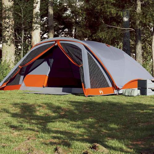 vidaXL Gezinstent 6-persoons waterdicht grijs, Caravans en Kamperen, Tenten, Nieuw, tot en met 2, Verzenden
