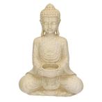 Boeddha theelichthouder grijs 27 cm - Boeddha beelden binnen, Huis en Inrichting, Woonaccessoires | Boeddhabeelden, Nieuw, Ophalen of Verzenden