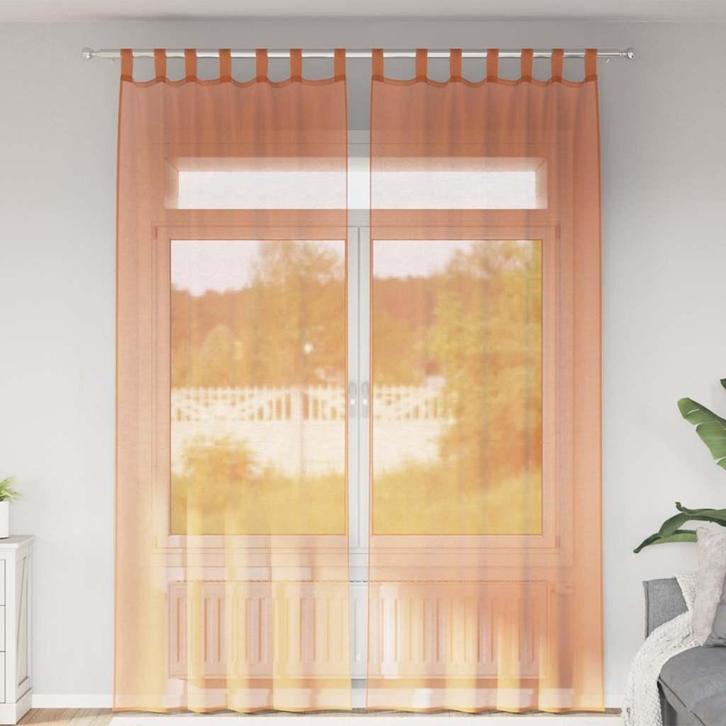 vidaXL Gordijnen met lussen 2 st terracotta 140x260 cm, Huis en Inrichting, Stoffering | Gordijnen en Lamellen, Bruin, Nieuw, Verzenden