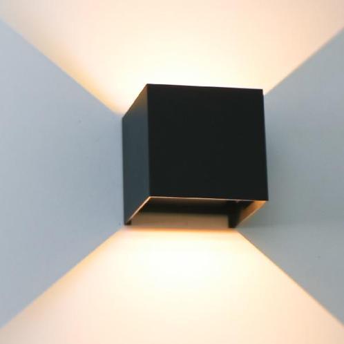 LED Cube Buiten Wandlamp 6W | DIMBAAR | IP65 | Zwart, Tuin en Terras, Buitenverlichting, Aluminium, Ophalen of Verzenden