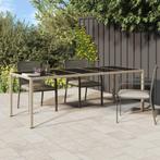 vidaXL Tuintafel 250x100x75 cm gehard glas en poly rattan, Tuin en Terras, Tuintafels, Verzenden, Nieuw