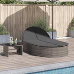 vidaXL Ligbed 2-persoons met kussens poly rattan grijs, Tuin en Terras, Verzenden, Nieuw