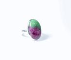 Robijn - Zoisiet (Anyoliet) Set Ring + Hanger / Cabochon /, Verzamelen, Mineralen en Fossielen