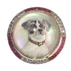 Broche - 18 karaat Geel goud, Witgoud - Diamant - English
