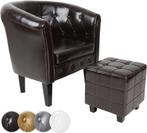 Fauteuil met armleuning - Relaxstoel - Met Hocker - Bruin -, Verzenden, Zo goed als nieuw