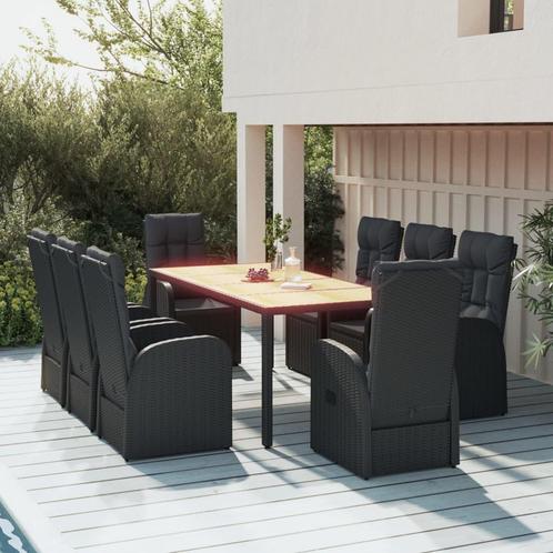 vidaXL 9-delige Tuinset poly rattan zwart, Tuin en Terras, Tuinsets en Loungesets, Tuinset, Nieuw, Rotan, Verzenden