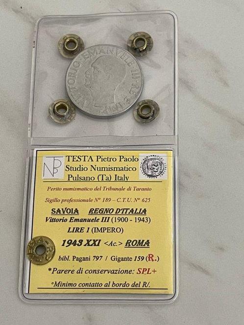 Italië, Koninkrijk Vittorio Emanuele III. 1 Lira 1943, Postzegels en Munten, Munten | Europa | Niet-Euromunten