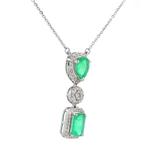 Halsketting - 14 karaat Witgoud - 1.76ct. tw. Smaragd -, Nieuw