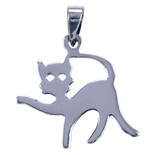 Zilveren Kat glad ketting hanger, Sieraden, Tassen en Uiterlijk, Kettinghangers, Verzenden