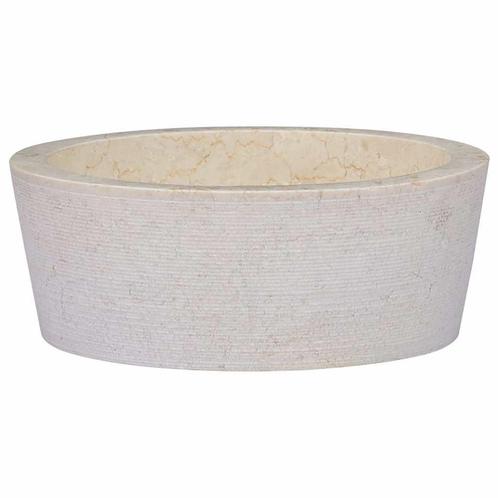 vidaXL Gootsteen Ø40x15 cm marmer crèmekleurig, Doe-het-zelf en Verbouw, Sanitair, Nieuw, Verzenden