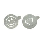 Koffie sjablonen | Hart/Smiley set | RVS | Herbruikbaar, Verzenden, Nieuw in verpakking, Koffie en Espresso
