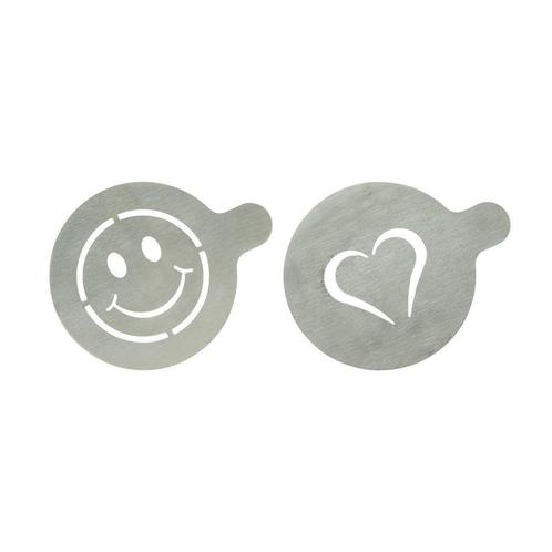 Koffie sjablonen | Hart/Smiley set | RVS | Herbruikbaar, Zakelijke goederen, Horeca | Keukenapparatuur, Nieuw in verpakking, Koffie en Espresso