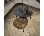 Salontafel set/2 driehoekig patina metal - Brons-, Zilver, Ophalen of Verzenden, Nieuw