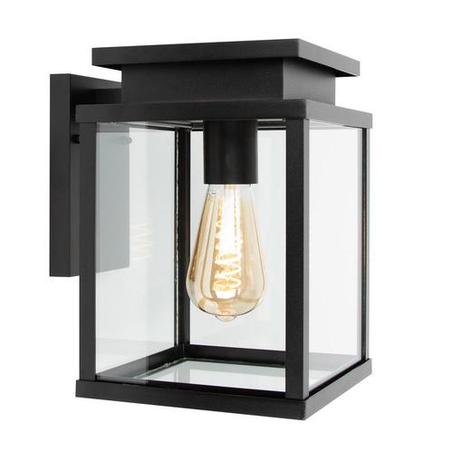 Leicester Muurlamp Zwart met Bewegingssensor LED, Tuin en Terras, Buitenverlichting, Led, 50 tot 250 watt, Nieuw, Aluminium, Wandlamp