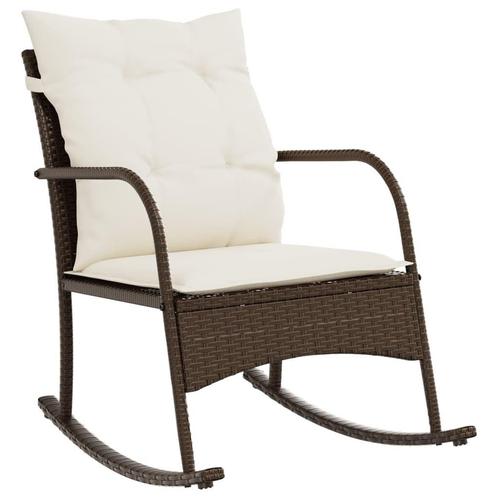 Schommelstoel Poly Rattan | Tweedekansje | Tuin Musthave, Huis en Inrichting, Stoelen, Bruin, Nieuw, Ophalen of Verzenden