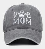 Cap Dog Mom grijs met witte geborduurde tekst, Verzenden, Nieuw