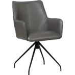Leren draaibare eetkamerstoel Wave - Granada Steel (grijs), Bohemian, Eigentijds, Industrieel, Modern, Scandinavisch, Nieuw, Leer