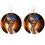 Blauw headwrap girl - Afrikaanse oorbellen, Ophalen of Verzenden, Nieuw