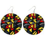 Zwarte / Rood / gele mud cloth / bogolan - Afrikaanse oorbel, Ophalen of Verzenden, Nieuw
