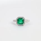 Zegelring - 18 karaat Witgoud - 1.86ct. tw. Smaragd -
