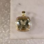 Vintage gouden hanger met prasioliet en diamanten; 0,08 ct., Ophalen of Verzenden, Gebruikt, Goud, Overige merken