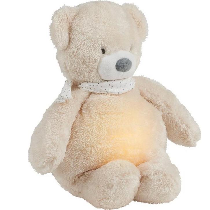 Zachte knuffelbeer ecru met nachtlampje en hartslaggeluid..., Kinderen en Baby's, Speelgoed | Knuffels en Pluche, Nieuw, Ophalen of Verzenden