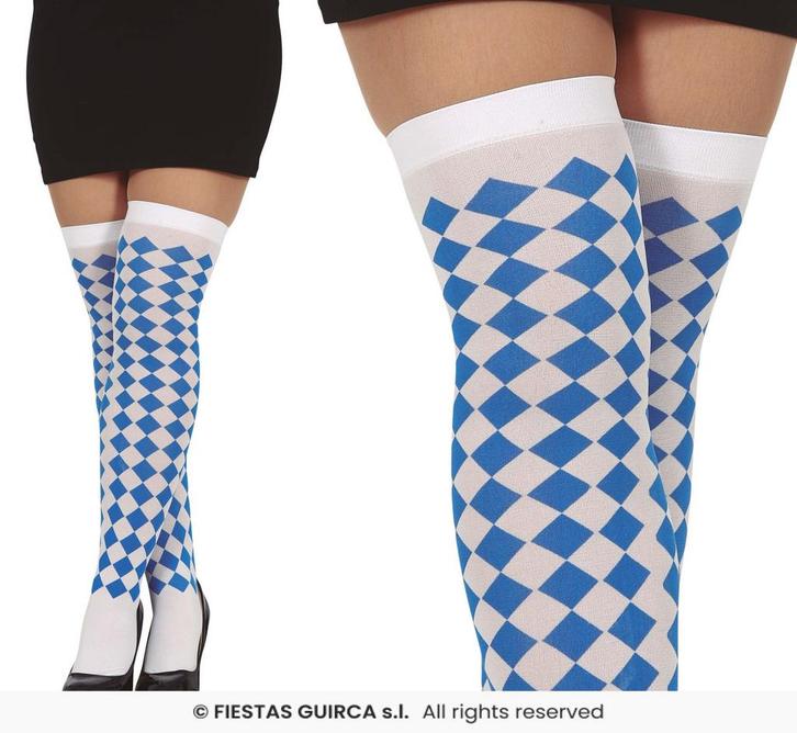 Oktoberfest Kousen Blauw/Wit Geruit, Kleding | Dames, Carnavalskleding en Feestkleding, Nieuw, Ophalen of Verzenden
