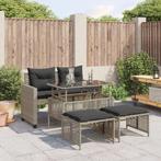 vidaXL 4-delige Loungeset met kussens poly rattan en glas, Verzenden, Nieuw, Rotan, Loungeset