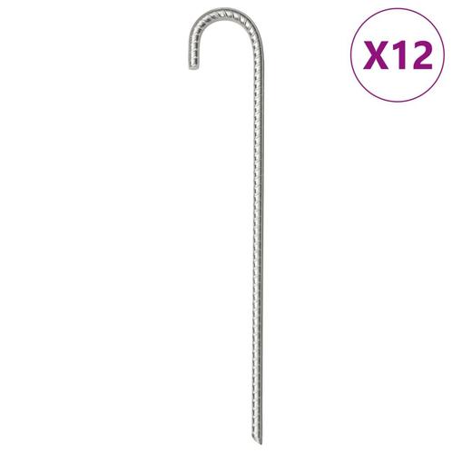 vidaXL Tentharingen 12 st Ø10 mm 37 cm gegalvaniseerd staal, Caravans en Kamperen, Kampeeraccessoires, Nieuw, Verzenden