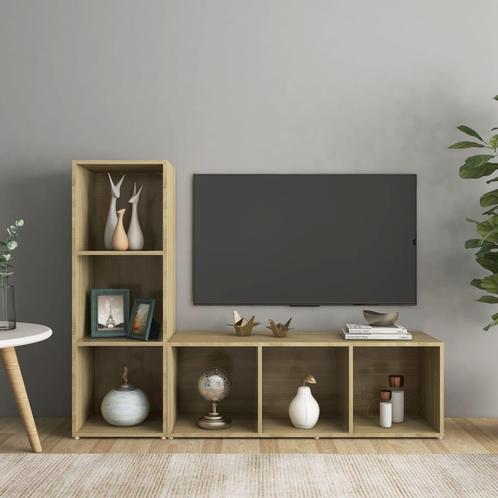 vidaXL Tv-meubelen 2 st 107x35x37 cm bewerkt hout sonoma, Huis en Inrichting, Kasten | Televisiemeubels, 25 tot 50 cm, Nieuw, Overige houtsoorten