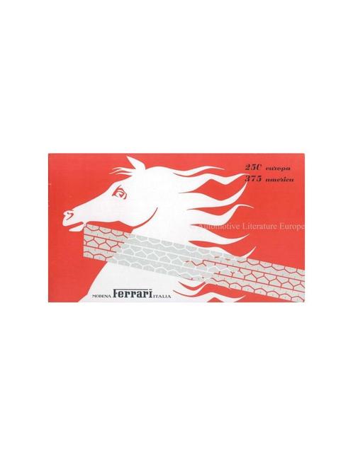 1955 FERRARI 250 EUROPA | 375 AMERICA BROCHURE ITALIAANS, Boeken, Auto's | Folders en Tijdschriften, Ferrari