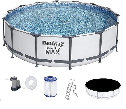 Bestway Steel Pro Max 549x122 cm grijs - Opzetzwembad met..., Tuin en Terras, Zwembaden, Nieuw, Ophalen of Verzenden