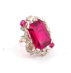 Zonder Minimumprijs - Ring - 9 kt. Roségoud, Zilver Robijn -, Sieraden, Tassen en Uiterlijk, Ringen, Nieuw