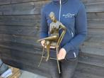 Beeld, Large: Bronze Lady with Bird - 43 cm - Brons