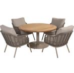 Puglia Saba low dining tuinset 130ØxH69 cm 5 delig latte, Ophalen of Verzenden, Nieuw
