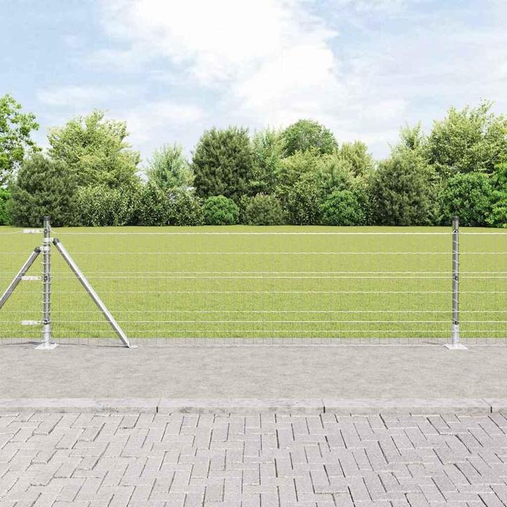 vidaXL Hecke met palen Zilver 0.4 x 25 m Staal, Tuin en Terras, Schuttingen, Nieuw, IJzer, Verzenden