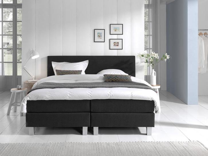 Boxspring Eefje - Leather Look - 140 x 200 cm, Huis en Inrichting, Slaapkamer | Boxsprings, 200 cm, Zwart, 140 cm, Twijfelaar