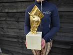 Beeld, Gold Horse Head on Base - 43.5 cm - mgo - 2025, Antiek en Kunst