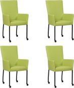 Set van 4 Felgroene leren moderne eetkamerstoelen - met arml, Huis en Inrichting, Stoelen, Overige kleuren, Nieuw, Leer, Ophalen of Verzenden