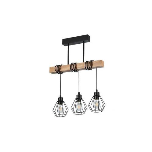 Hanglamp Hout en industrieel | 50CM | 3 x E27 fitting, Huis en Inrichting, Lampen | Hanglampen, 75 cm of meer, Nieuw, Hout, Metaal