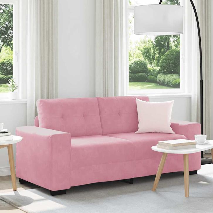 vidaXL loveseat bank roze 140 cm fluweel, Huis en Inrichting, Banken | Bankstellen, Nieuw, Stof, Verzenden