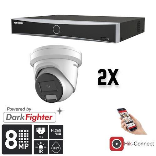 Hikvision Set 2x Turret 8MP + Recorder & Bekabeling, Audio, Tv en Foto, Videobewaking, Ophalen of Verzenden