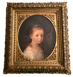 German school (XIX) - Retrato de niña al óleo