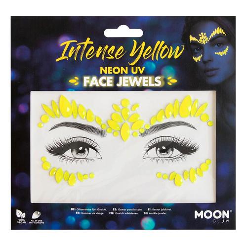 Moon Glow Neon UV Face Jewels Intense Yellow, Hobby en Vrije tijd, Feestartikelen, Nieuw, Verzenden