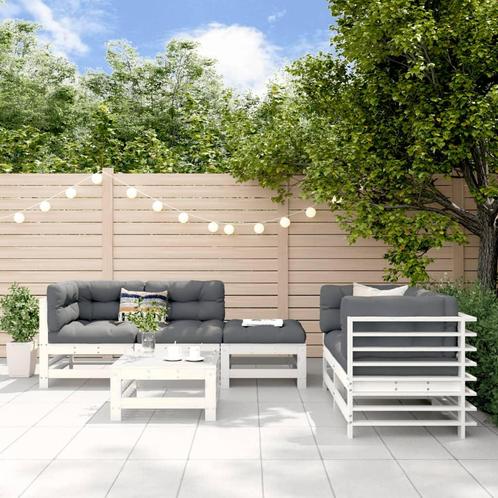 vidaXL 6-delige Loungeset massief grenenhout wit, Tuin en Terras, Tuinsets en Loungesets, Loungeset, Nieuw, 6 zitplaatsen, Verzenden