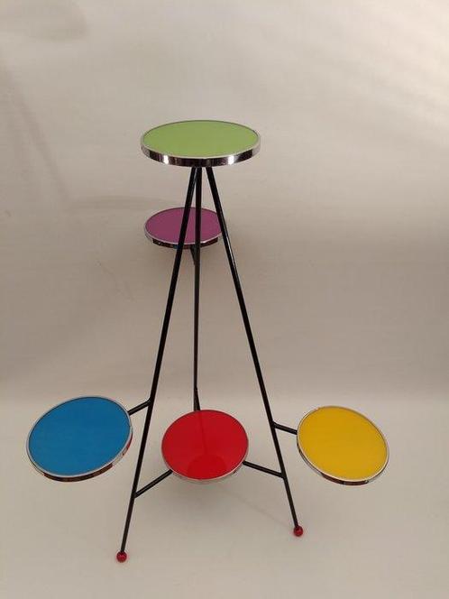 Standaard - Glas, Metaal - Een plantenstandaard, Antiek en Kunst, Kunst | Designobjecten