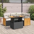 vidaXL 5-delige Loungeset met kussens poly rattan acacia, Tuin en Terras, Tuinsets en Loungesets, Verzenden, Nieuw, Rotan, Loungeset