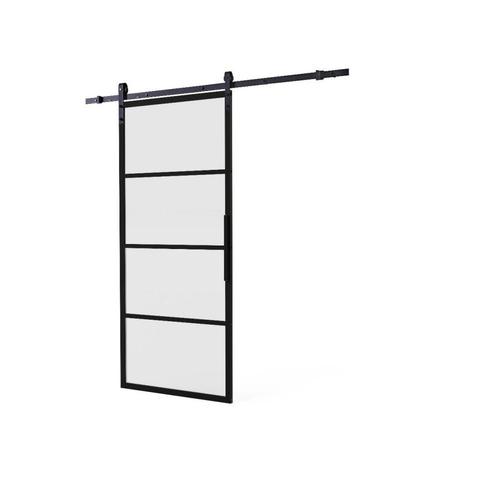 Intersteel DIY schuifdeur Cubo incl. mat glas 2150mm + zwart, Doe-het-zelf en Verbouw, Deuren en Horren, Nieuw, Verzenden